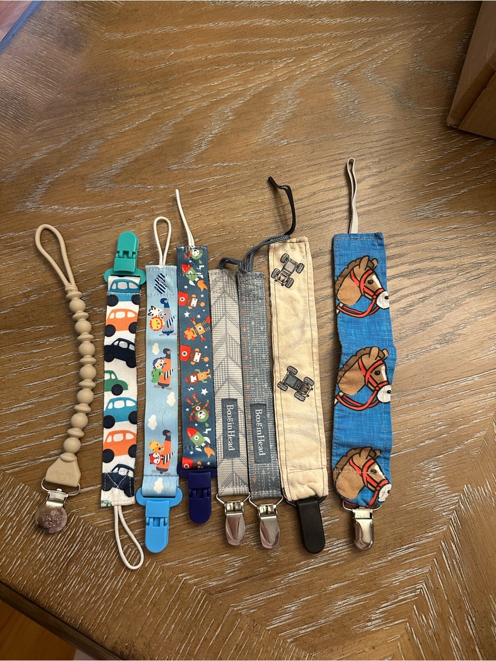 Itzy Ritzy Assorted Kids Pacifier & Toy Clip Set - Blue, Tan, Cream